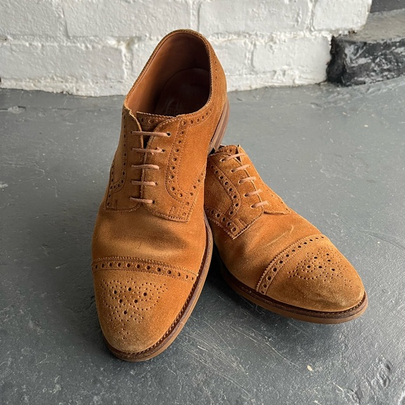 Edward Green Cardiff 7/7.5E, rubber soles, tobacco suede, made in England - Picture 1 of 6